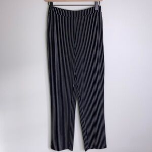 Susan Graver Striped Pull On Pants Stretchy Women's Size XXS Black White